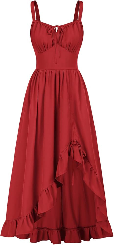 Scarlet Darkness Renaissance Dress Women Summer Sleeveless Corset Wedding Guest Sundress with Poc... | Amazon (US)