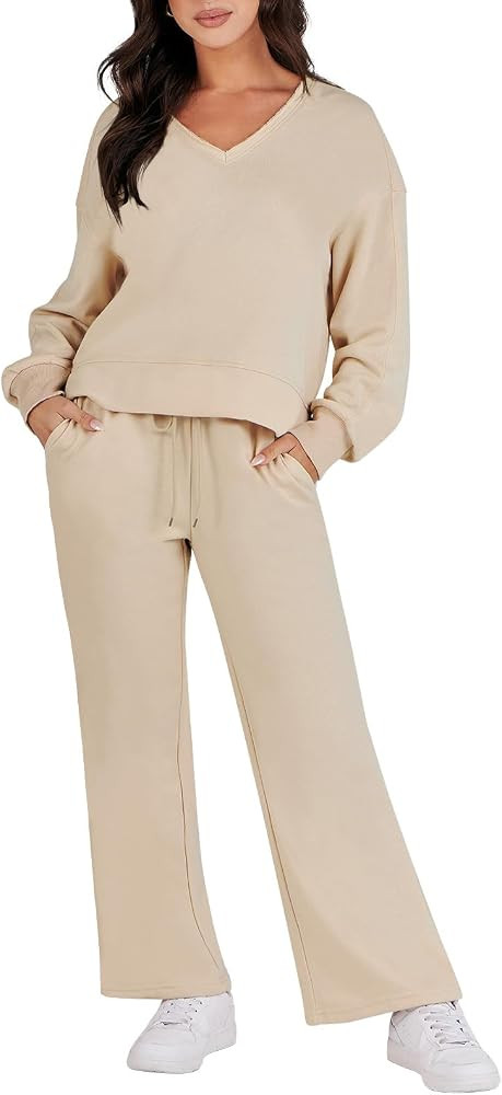 Caracilia Womens 2 Piece Outfits Long Sleeve Oversized Sweatshirt Sweatpants Tracksuit Sweat Loun... | Amazon (US)