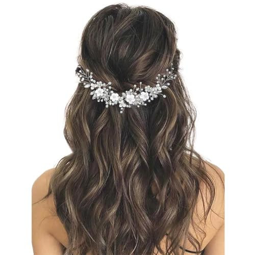 GORAIS Flower Bride Wedding Hair Vine Crystal Bridal Headpieces Pearl Hair Accessories for Women and Girls | Amazon (US)