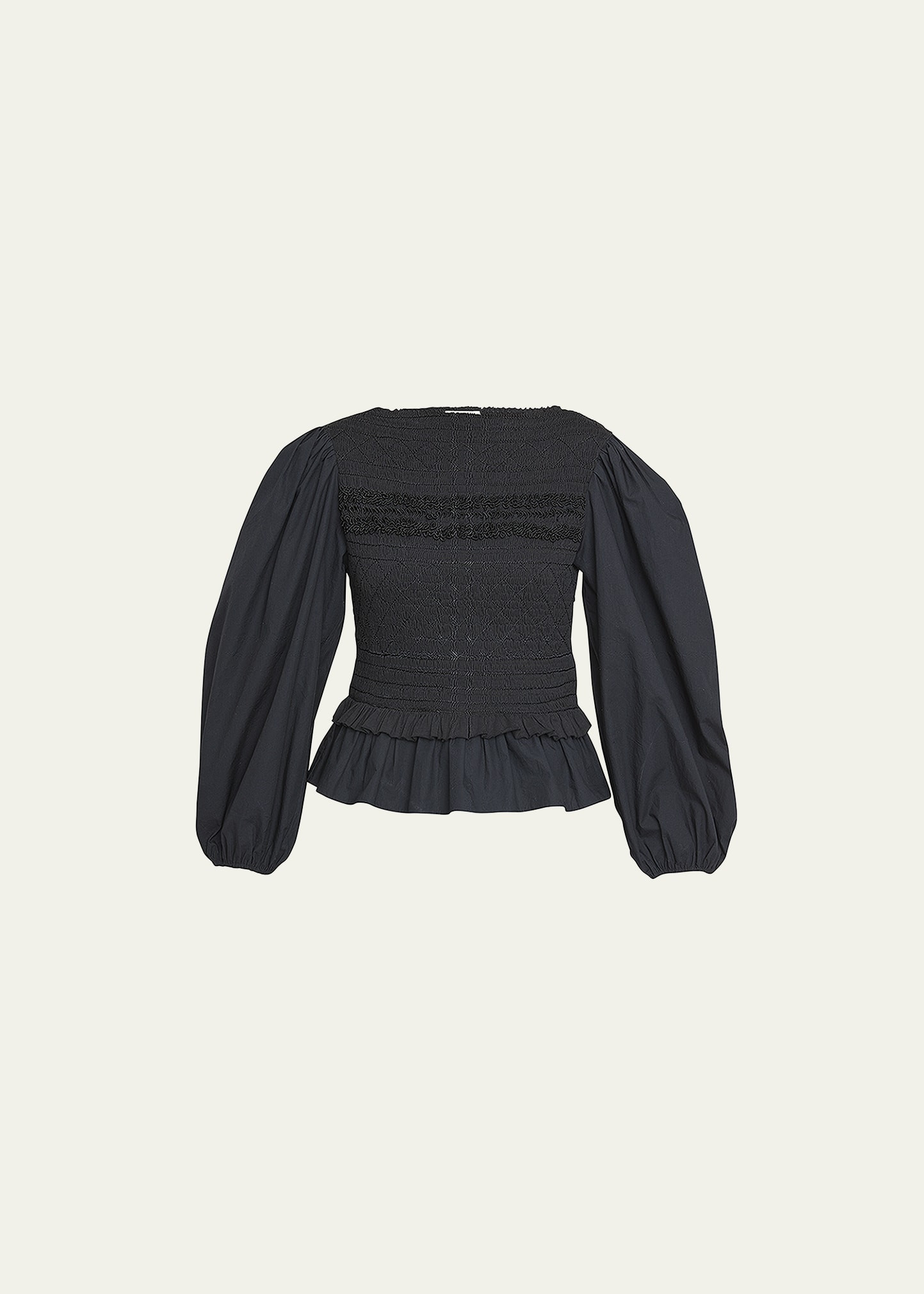 Amelia Stiched Puff-Sleeve Peplum Blouse | Bergdorf Goodman