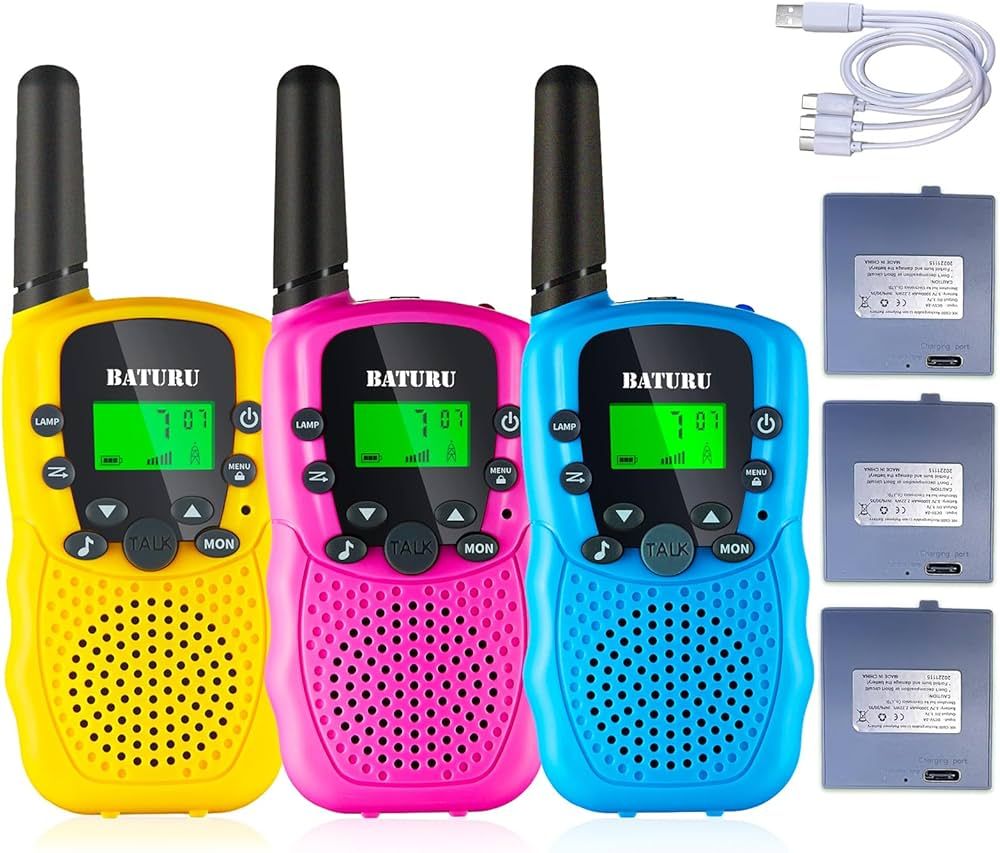 BATURU Rechargeable walkie talkies for Kids, 3 Miles Kids Walkie Talkies with Batteries, Walkie T... | Amazon (US)
