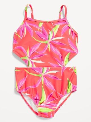 Patterned Cut-Out-Waist One-Piece Swimsuit for Girls | Old Navy (US)