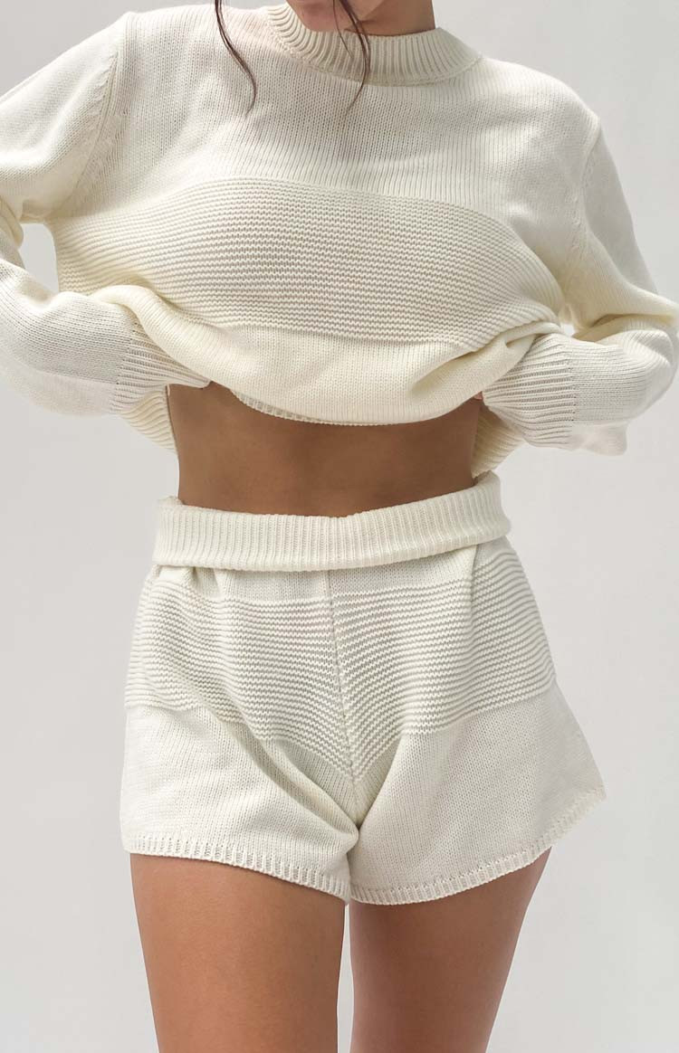 Winslee White Knit Shorts | Beginning Boutique (AU)