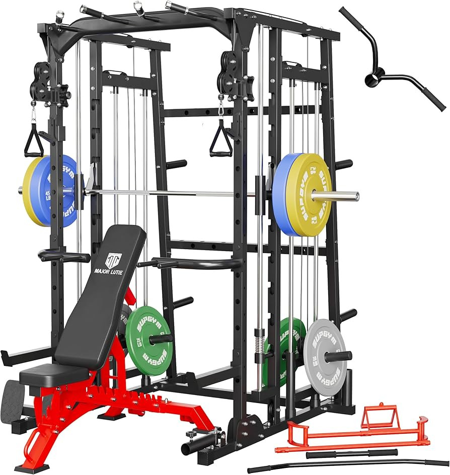 MAJOR LUTIE Fitness Smith Machine, All-in-One Home Gym Power Cage with Smith Bar and Two LAT Pull... | Amazon (US)