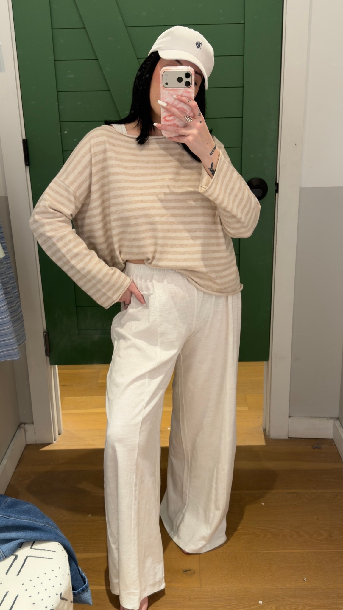 In love with this Aerie set and I could not be more comfortable 😭✨ It’s giving Coastal Vibes!🙌Neutral, easy and cute!💖

aerie outfit, aerie style, aerie real, aerie real maker, aerie wide leg pants, aerie striped top, aerie new arrivals, aerie casual, aerie offline, neutral outfit, wide leg pants, striped top, casual outfit, effortless style, neutral aesthetic, coastal style, coastal fashion, coastal grandmother, coastal outfit, coastal vibes, casual chic, ootd, white wide leg pants, beige striped top, baseball cap outfit, summer outfit, spring outfit

#LTKgrwm #LTKmomlife #LTKootd