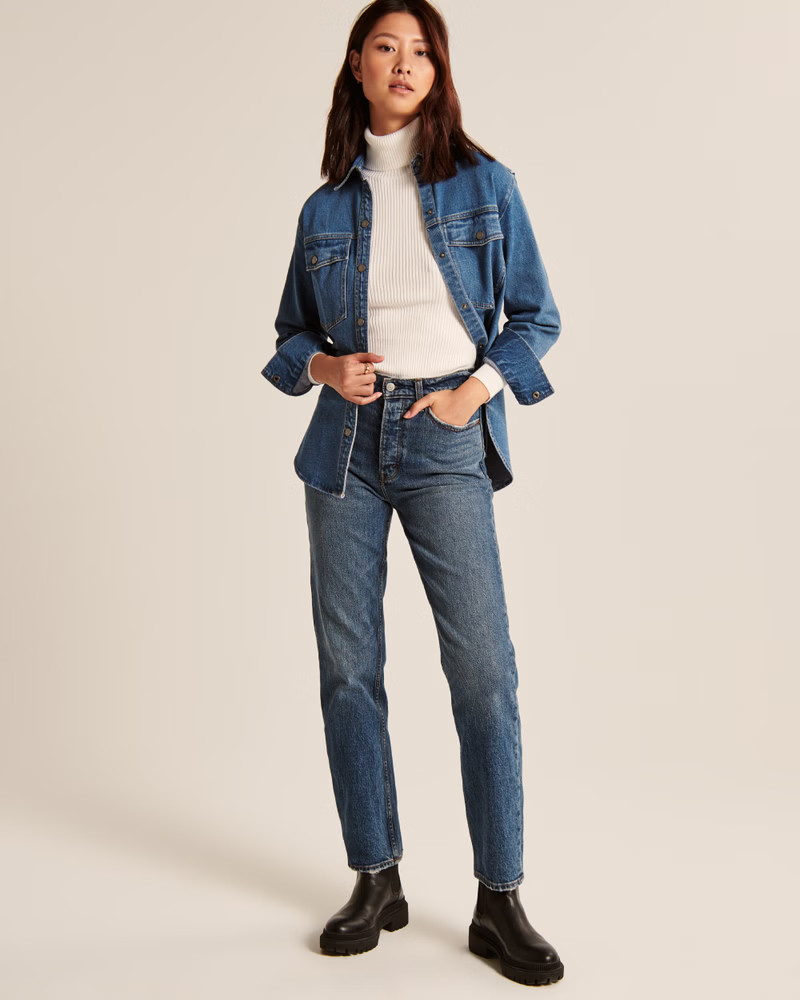 Oversized Denim Shirt Jacket | Abercrombie & Fitch (US)