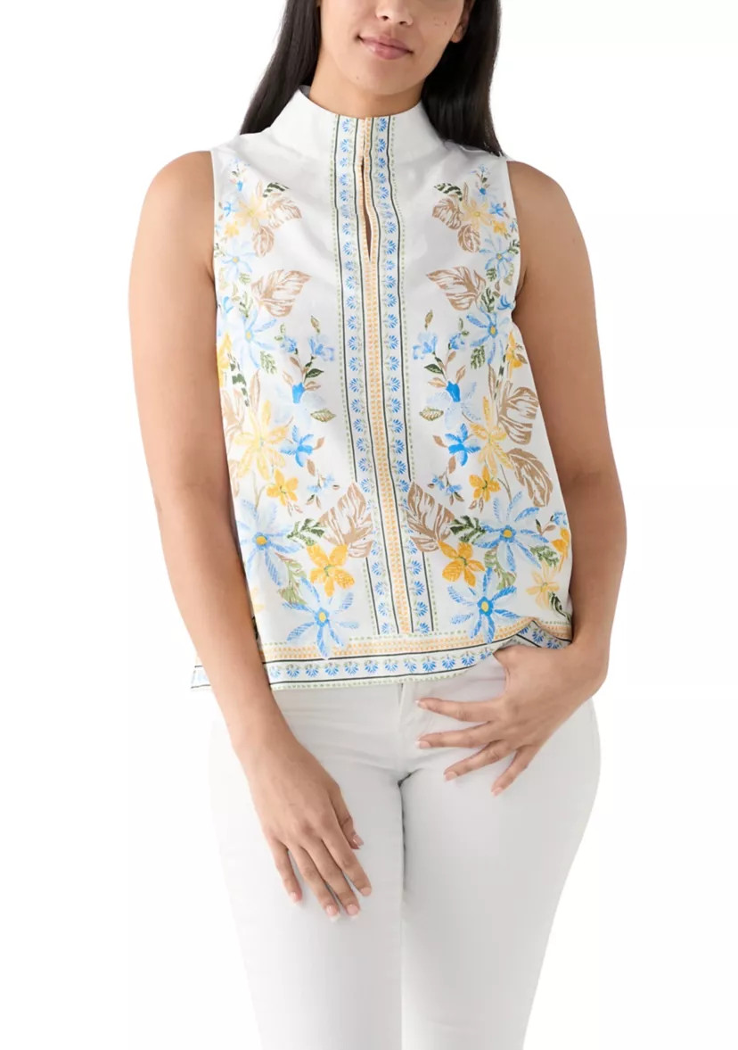 Women's Sleeveless Swing Split Neck Printed Top | Belk