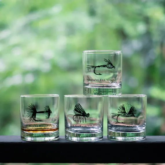 Fly Fishing Cocktail Glasses SET of 2 | Etsy | Etsy (US)