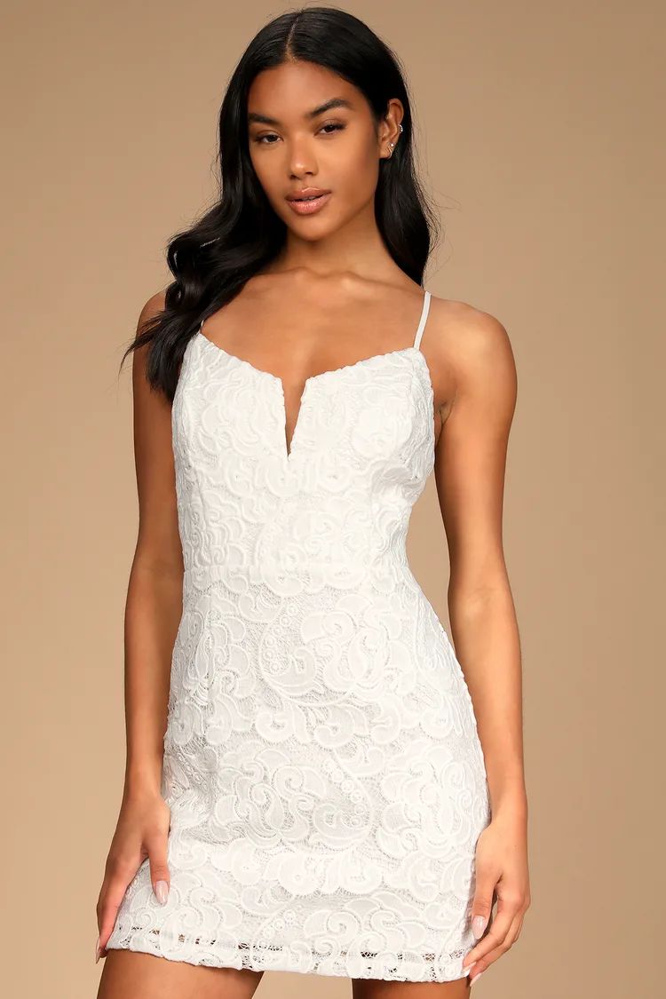 Feeling Darling White Lace Sleeveless Mini Dress | Lulus (US)