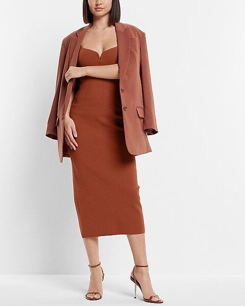 Body Contour V-Wire Sleeveless Midi Sweater Dress | Express