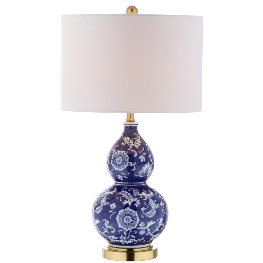 JONATHAN Y Lee 27 in. H Blue/White Ceramic Chinoiserie Table Lamp | The Home Depot