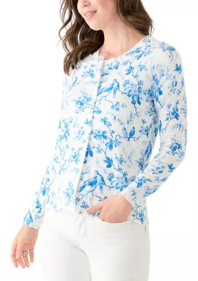 Crown & Ivy™ Women's Long Sleeve Printed Button Front Cardigan | Belk
