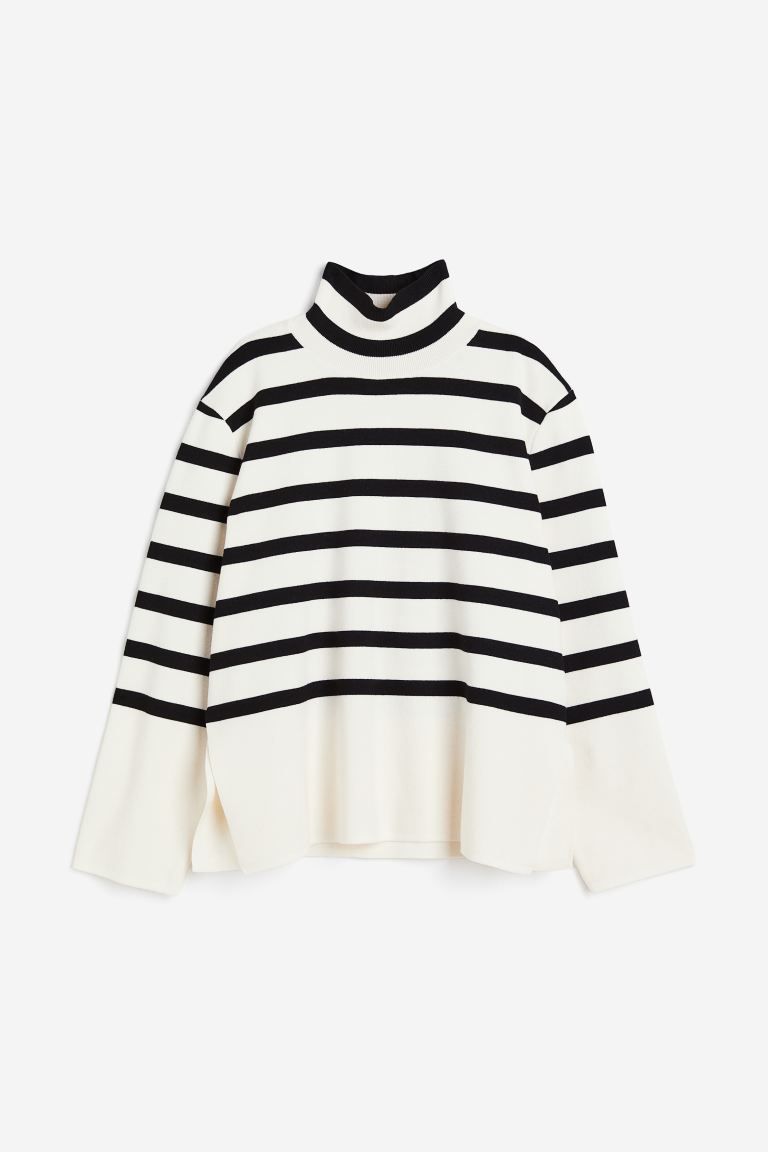 Turtleneck jumper - Cream/Striped - Ladies | H&M GB | H&M (UK, MY, IN, SG, PH, TW, HK)