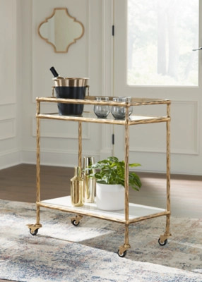 Plattfield Bar Cart, Antique Gold Finish | Ashley Homestore