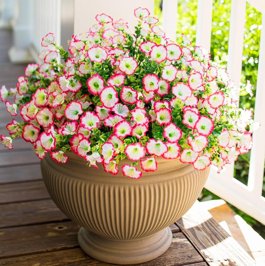 HyeFlora Artificial Faux Outdoor Flowers Plants for Spring Summer Decoration, 12 Bundles Silk Out... | Amazon (US)