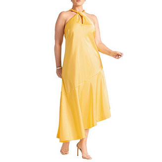 ELOQUII Women's Plus Size Twisted Neck Satin Maxi Dress - Macy's | Macy's