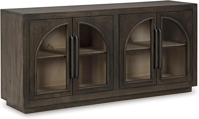 Signature Design by Ashley Dreley Classic 4-Door Accent Cabinet, Dark Brown with 2 Shelves, Arche... | Amazon (US)