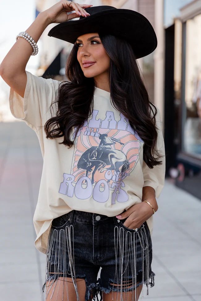 Blame It On My Roots Retro Ivory Oversized Graphic Tee | Pink Lily