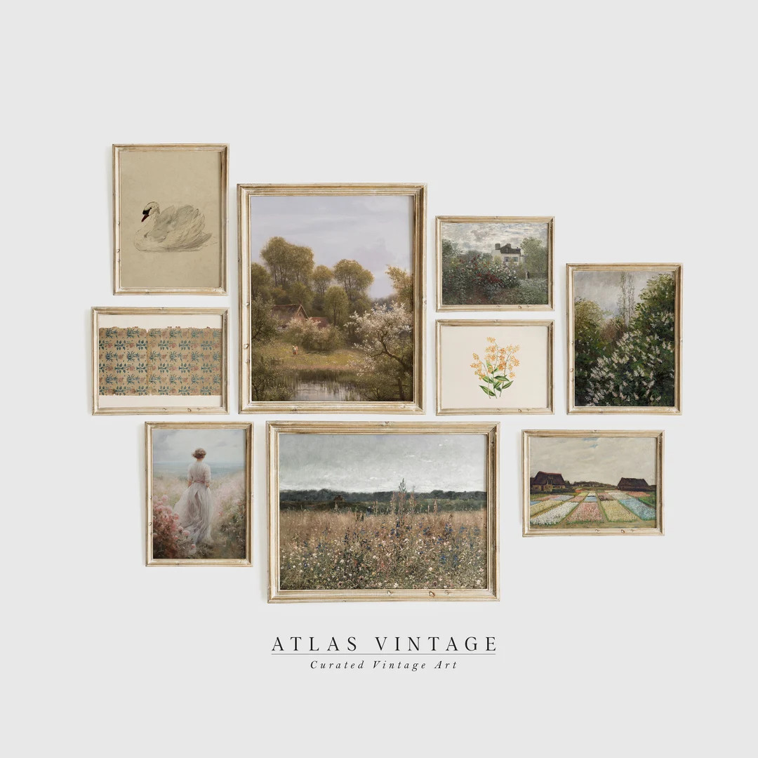 Neutral Gallery Wall Set Print, French Country Summer Decor Digital, Set of 9 Printable Wall Art,... | Etsy (US)
