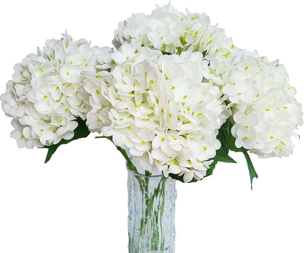 4pcs Real Touch Hydrangea Artificial Flowers, White Fake Hydrangea Flowers, 21" Large Natural Lif... | Amazon (CA)