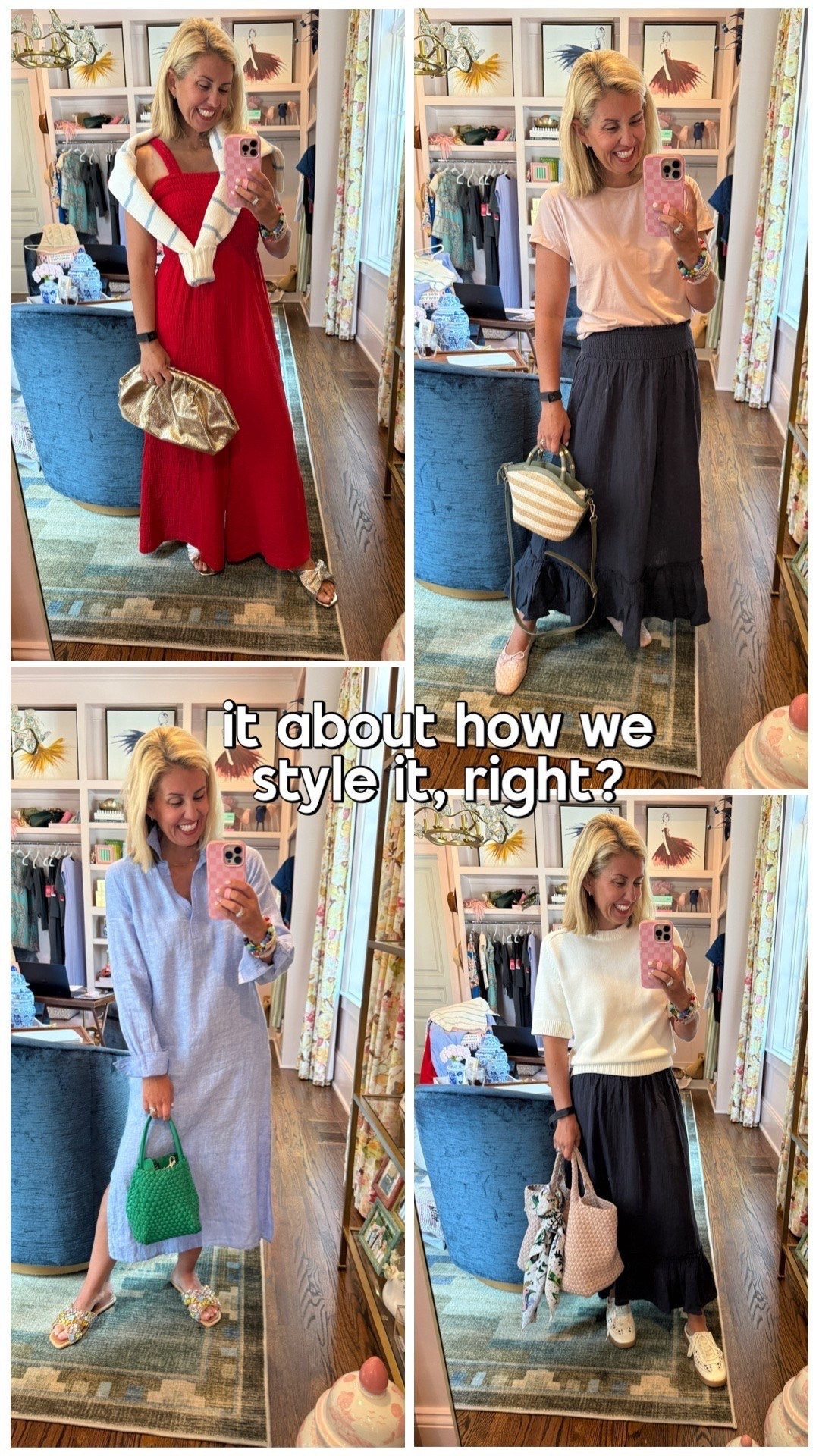 It’s about how we style it, right?!? 
Sizing: 
Tee - xs
Jumpsuit - small
Popover Maxi Dress - xs
Maxi Skirt - xs
Sweater - xs
Linen Midi Dress - small

*code Catherine20 at Allie + Bess

#LTKdayinmylife #LTKmomlife #LTKOver40