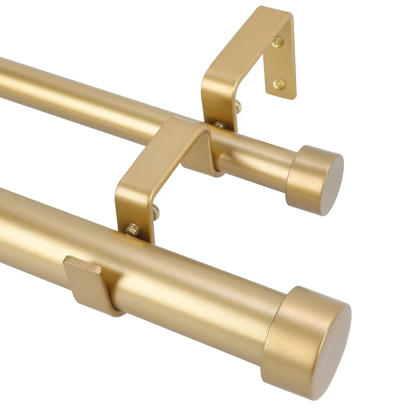 OLV Gold Double Curtain Rods for Windows 36 to 72 Inch(3 to 6 Feet),1 Inch Adjustable Dual Curtai... | Amazon (US)