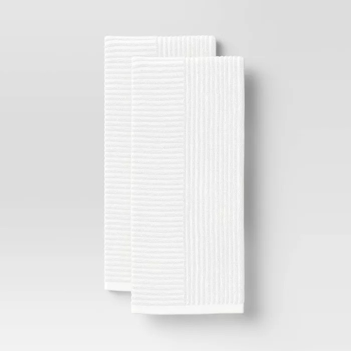 2pk Cotton Solid Ribbed Terry Kitchen Towels - Project 62™ | Target