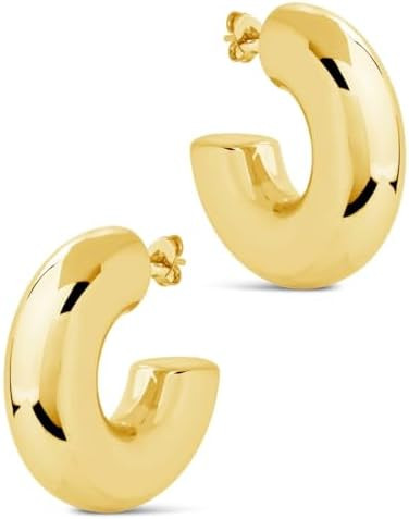 CONRAN KREMIX Waterproof Chunky Gold Hoops Earrings for Women Non Tarnish, Thick Gold Plated Circ... | Amazon (US)