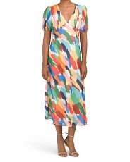 Abstract Print Puff Sleeve Dress | Marshalls