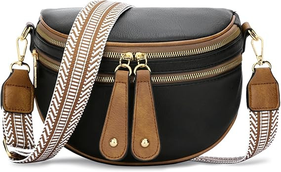KKXIU Crossbody Sling Bag for Women Trendy Fanny Pack Vegan Leather Chest Bag | Amazon (US)