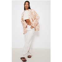 Beige Zebra Print Drop Shoulder Oversized Blazer | PrettyLittleThing US