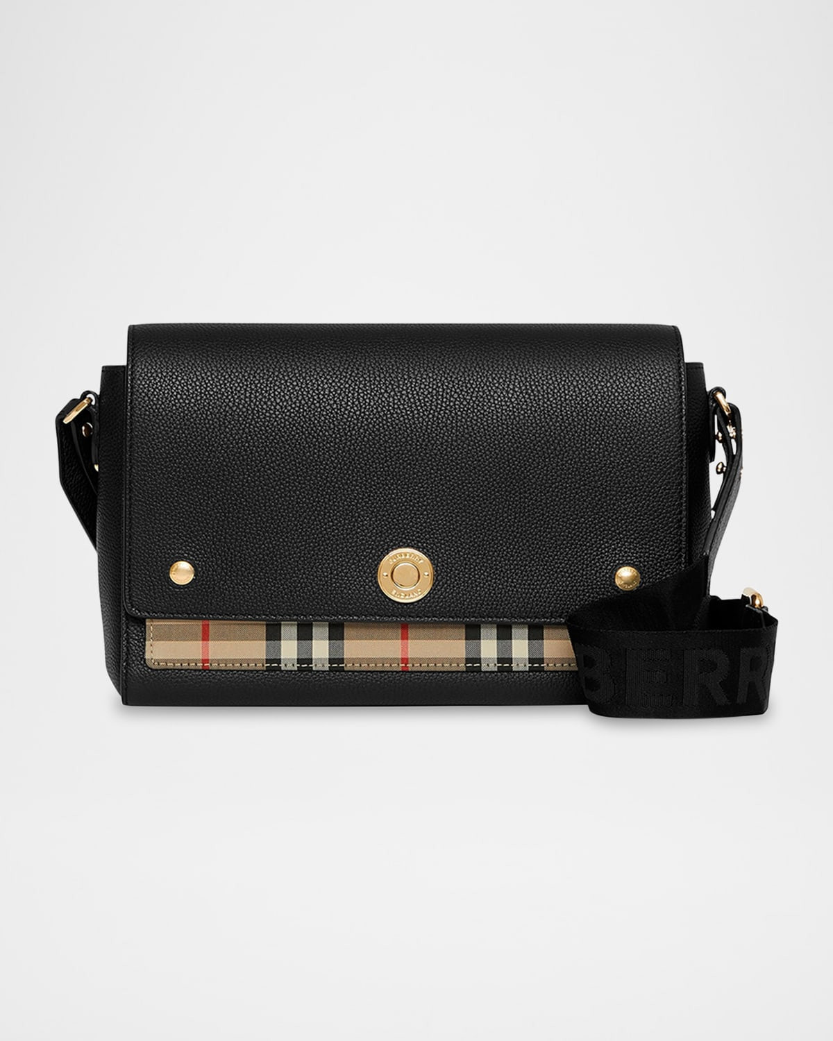 Note Medium Leather & Vintage Check Crossbody Bag | Neiman Marcus