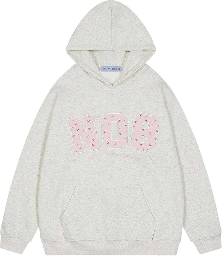 Aelfric Eden Womens Oversized Graphic Hoodies Y2k Flower Embroidery Number Print Pullover Hooded ... | Amazon (US)