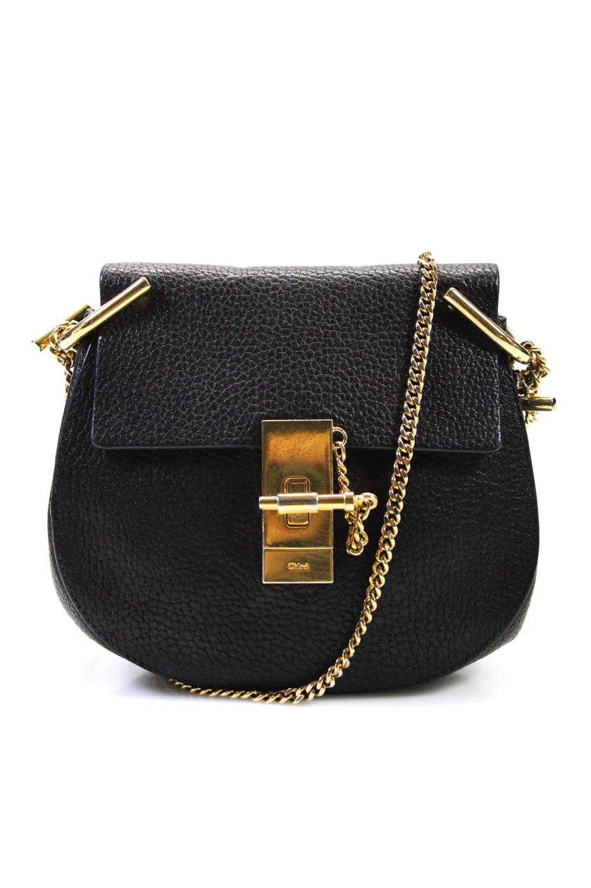 Chloe Womens Mini Leather Flap Chain Piston Drew Bag Crossbody Handbag Black | Shop Simon