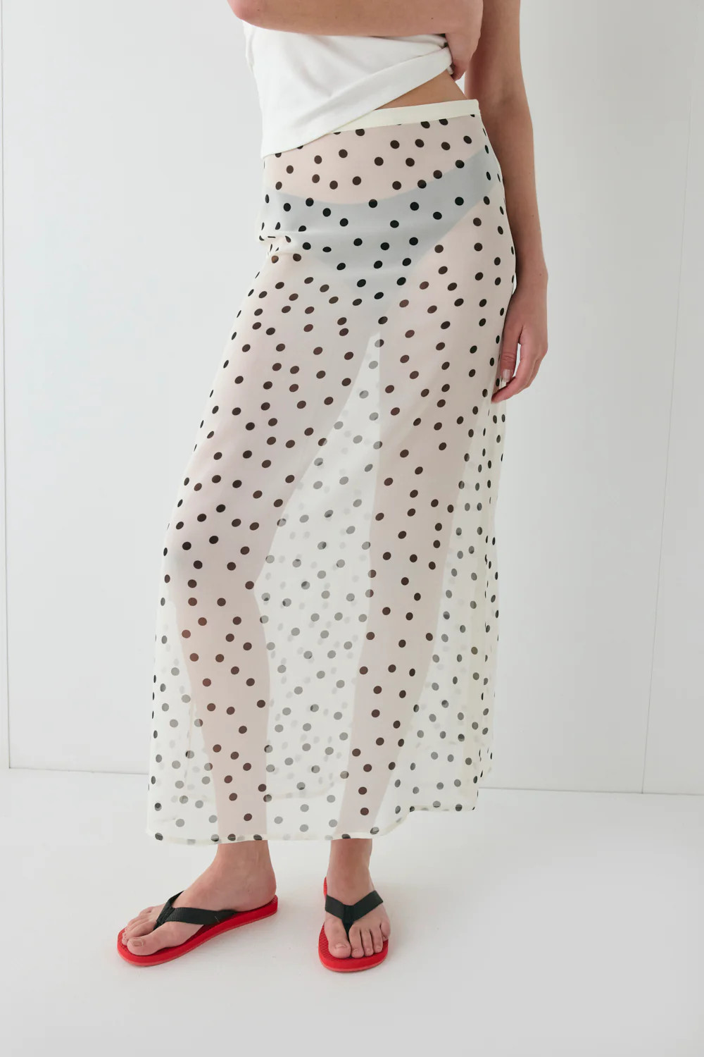 Vilma Sheer Maxi Skirt Polka Dot | VRG Grl