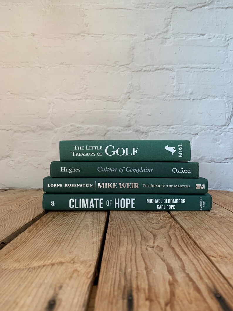 Green Books for Decorating, Staging Prop Green Books, Coffee Table Books, Golfer Gift, Green Home... | Etsy (US)