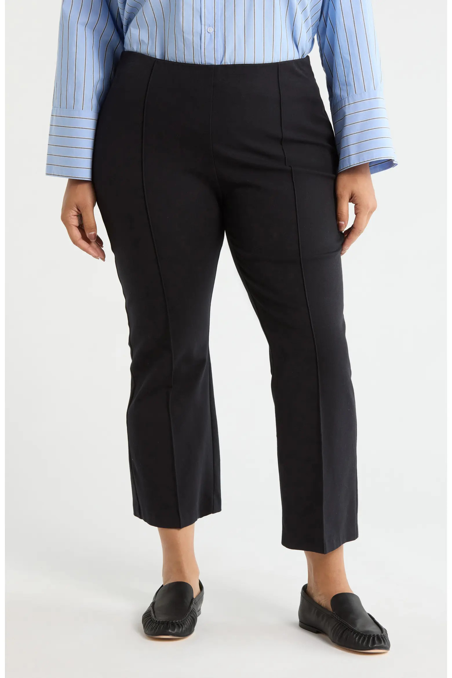 Pintuck Stretch Cotton Crop Flare Leg Pants (Women) | Nordstrom | Nordstrom