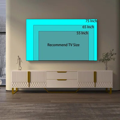 Carved Design TV Console With Metal Legs, Large Storage Space For Living Room And Bedroom Entertainment | Wayfair North America