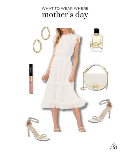 Mother's Day outfit idea. Pair this tiered dress with a strappy white heel and matching clutch for a monochromatic look. 

#LTKSeasonal #LTKbeauty #LTKstyletip