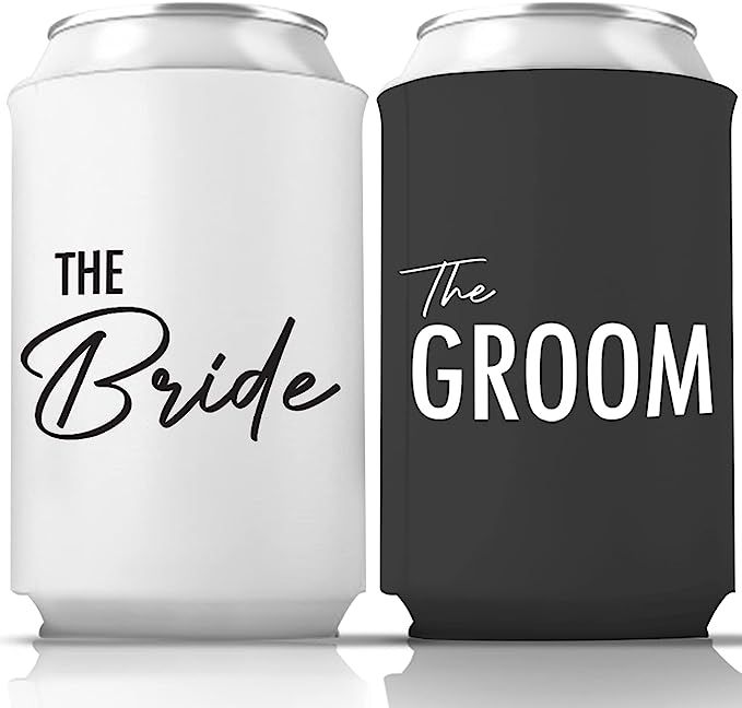Pretty Robes Bride and Groom Can Coolers Couples Collapsible Bottle and Can Sleeves Insulator Cou... | Amazon (US)