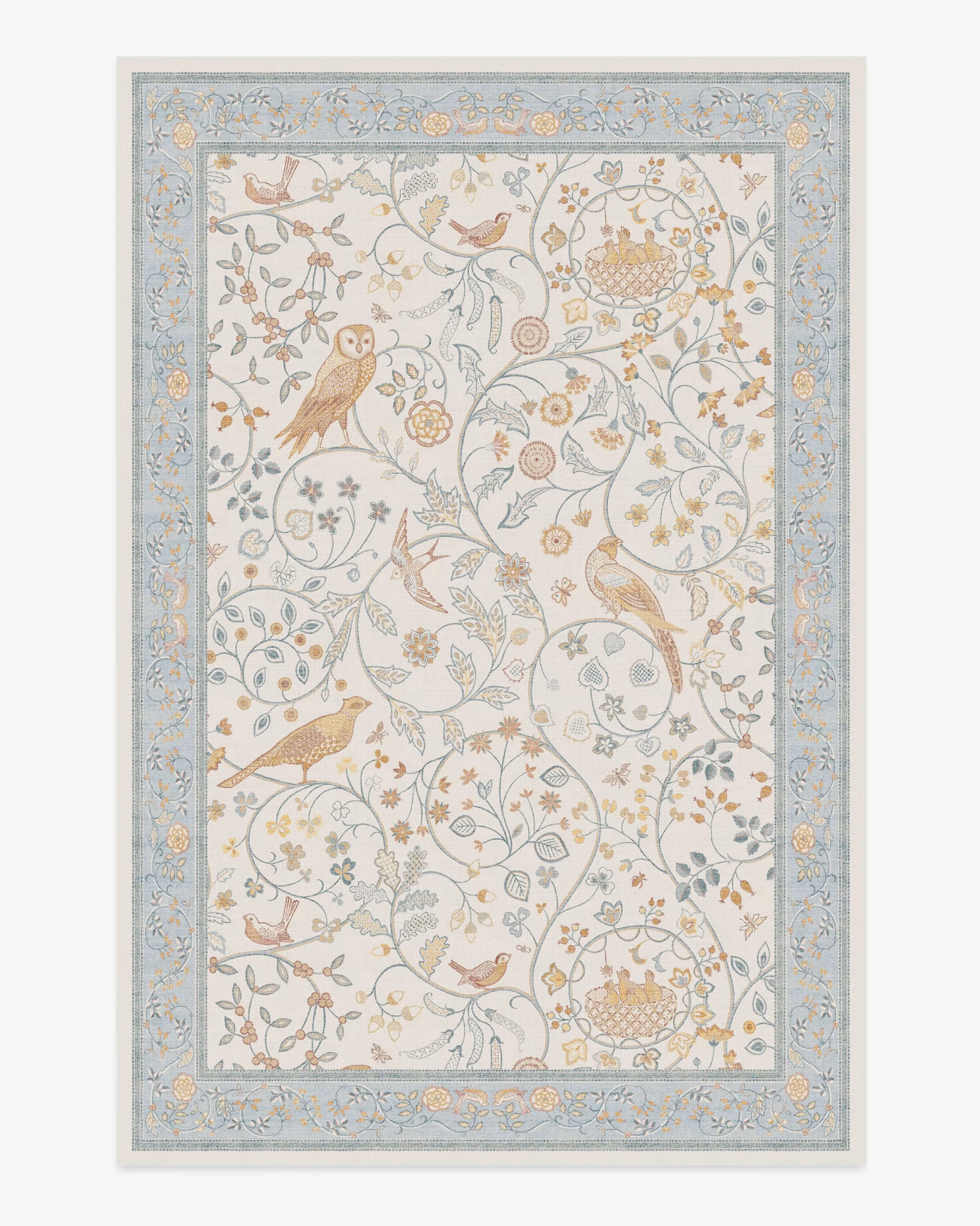 Morris & Co. Newill Ivory & Blue Rug | Ruggable | Ruggable