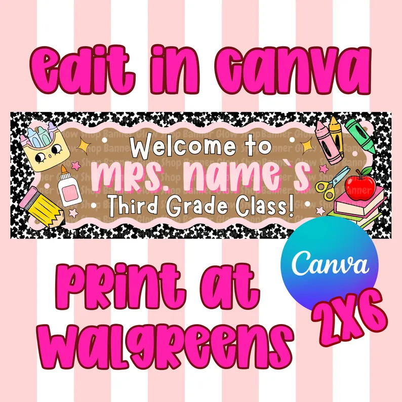 Teacher Welcome Classroom Printable Banner Template | Editable 2'x6' ft Canva Design (Digital Dow... | Etsy (Global)