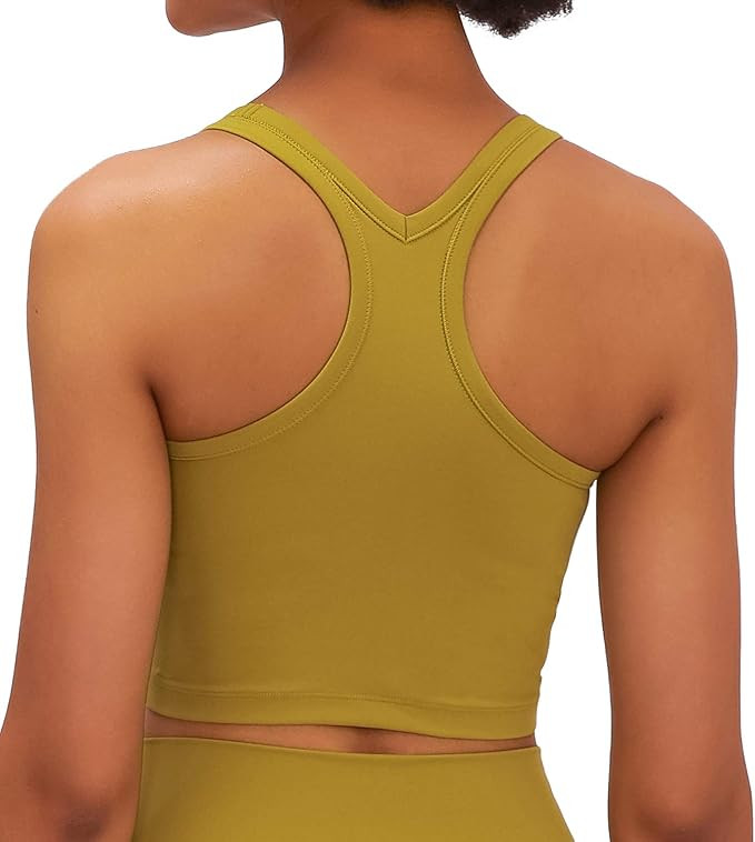 Lavento Women's Longline Sports Bra Yoga Racerback Crop Top with Built in Bra | Amazon (US)