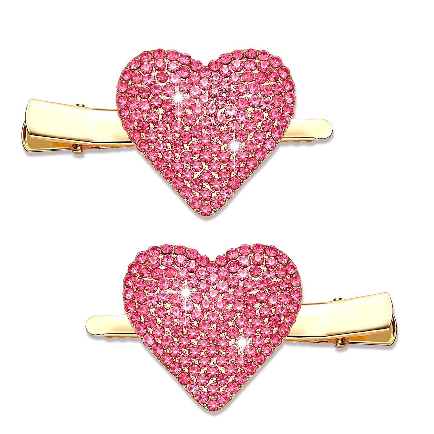 NVENF Valentine’s Day Heart Hair Clips for Women Rhinestone Glitter Enamel Heart Hairpins Sweet... | Amazon (US)