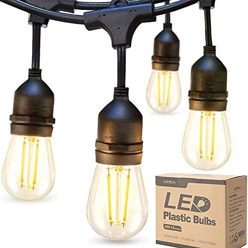 addlon LED Outdoor String Lights 48FT with 2W Dimmable Edison Vintage Plastic Bulbs and Commercia... | Amazon (US)