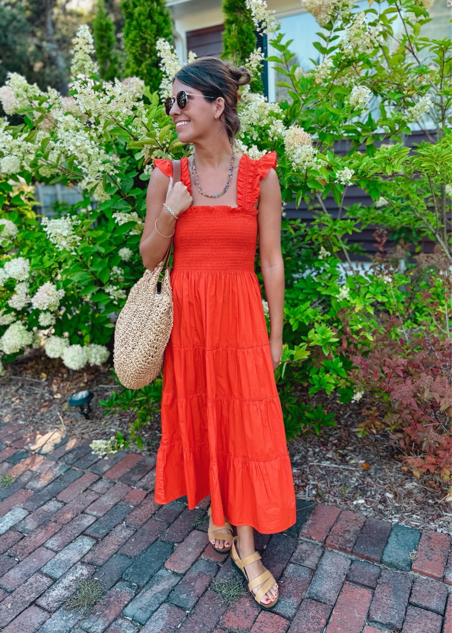 Dinner out look🥰

 Wearing xs in my dress in vermillion red
Wearing my true size 6 in my sandals—so comfy 🫶🏽

#LTKSeasonal #LTKgrwm