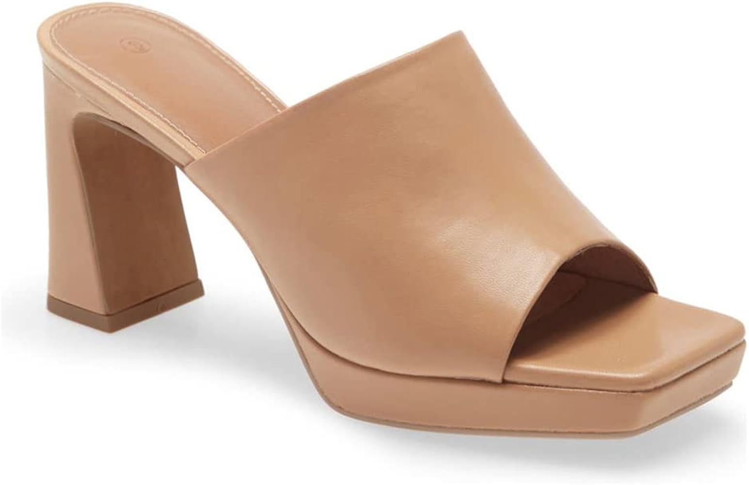 Trish Lucia Womens Platform Chunky Heels Mules Square Open Toe High Heeled Sandals Slip On Slides... | Amazon (US)