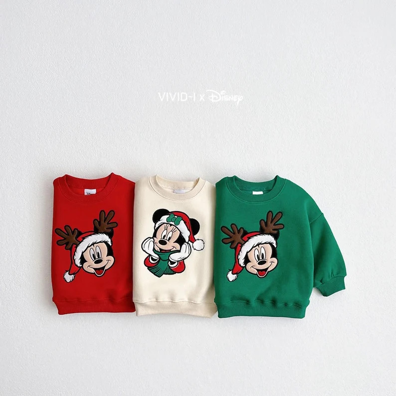 Kids Santa Mickey, Holiday Mickey Sweatshirt, Kids Fleece-lined Sweatshirt, Made in Korea - Etsy | Etsy (US)
