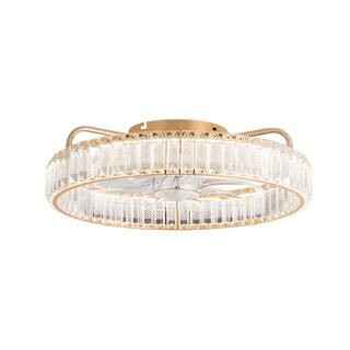 Breezary 20 in. Integrated LED Indoor Gold Chandelier Crystal Ceiling Fan with Light and Remote C... | The Home Depot