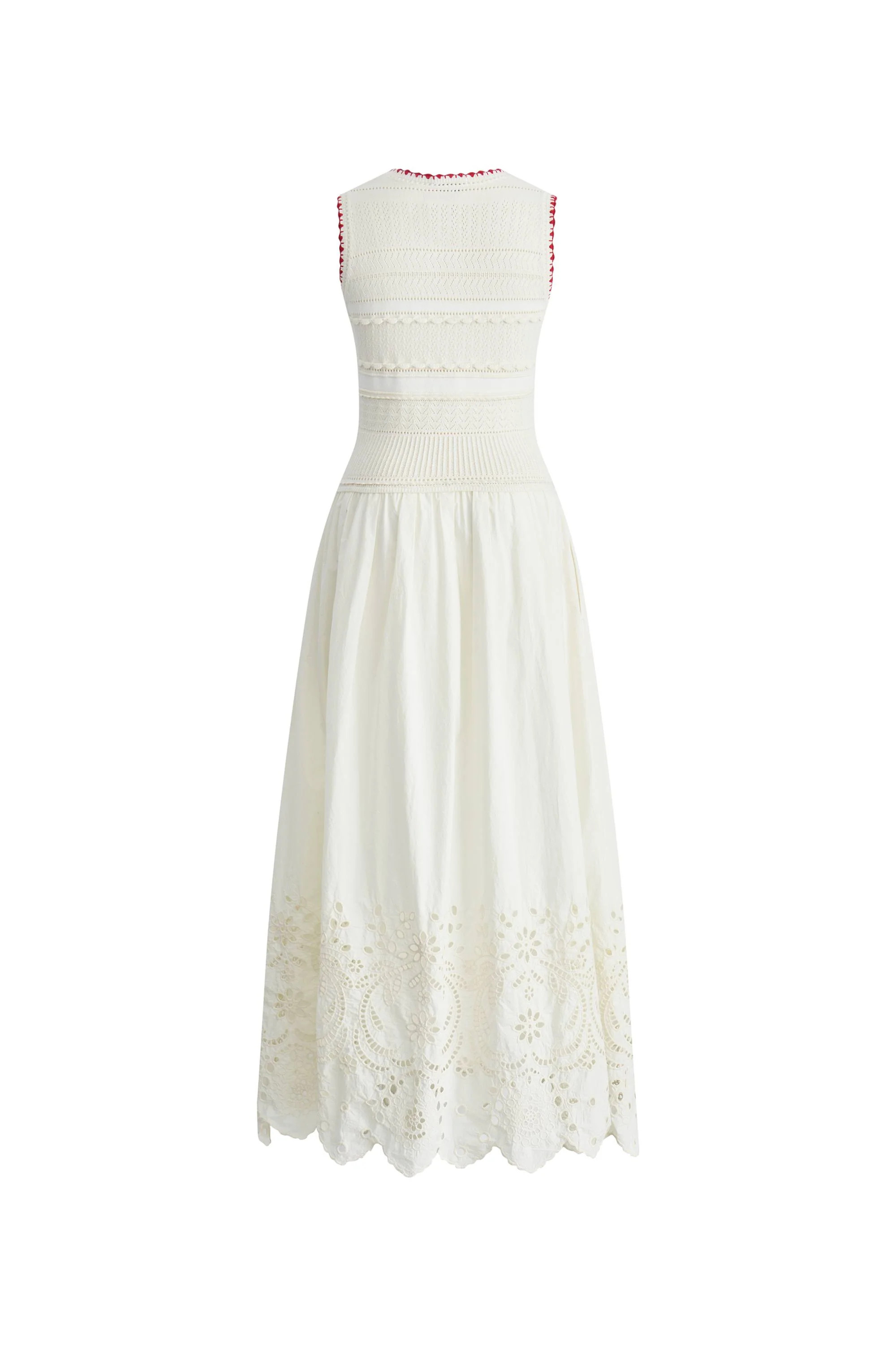 Charlie Mix Media Hand-Embroidered Trim Dress in Cotton-Cashmere and C | Fabrique